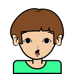 portrait of little girl face icon with black stroke on white background vector