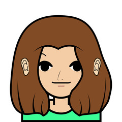 portrait of little girl face icon with black stroke on white background vector