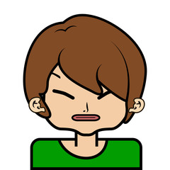 portrait of little girl face icon with black stroke on white background vector