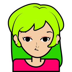 portrait of little girl face icon with black stroke on white background vector