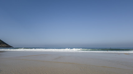 Itacoatiara beach, downview, international surfer beach, where nature, sea and mountains are permanent attraction in Niter&oacute;i, Rio de Janeiro.
