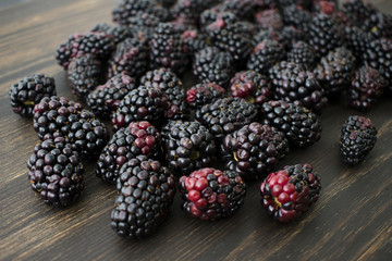 Blackberries on a wood cutting board