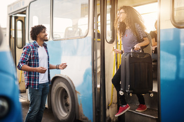 Young Afro-American boy is happy to see his girlfriend arriving back home. © Dusan Petkovic