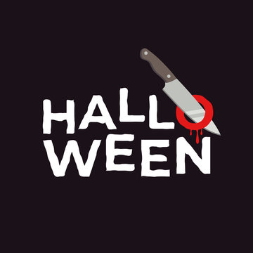 Happy Halloween logo. Vector lettering with decor element for print, banners or posters.