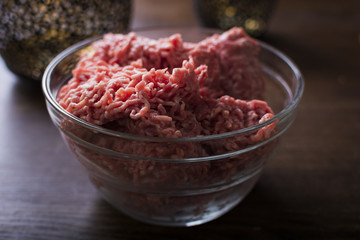 Minced meat on table