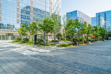 Modern business office area, road background