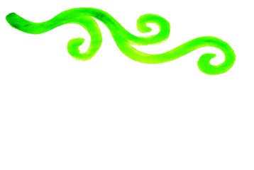 Fresh green and yellow spiral swirl hand painted watercolor decoration