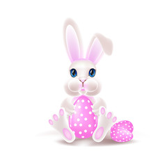 Cute easter bunny with an egg. Colorful vector illustration.