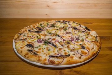 Very tasty fresh pizza from the pizzeria. Various fillings