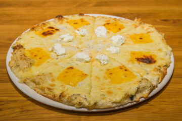 Very tasty fresh pizza from the pizzeria. Various fillings