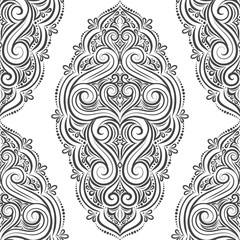 Black and white vintage vector seamless pattern, wallpaper. Elegant classic texture. Luxury ornament. Royal, Victorian, Baroque elements. Great for fabric and textile, wallpaper, or any desired idea.