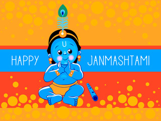 Krishna. Happy Janmashtami. Blue baby.  Lord Krishna for your design. Indian celebration