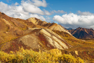 Colorful hills at the Polychrome pass area of Denali National Park, Alaska
