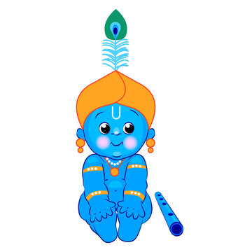 Krishna. Happy Janmashtami. Blue baby on white background for your design.  Indian celebration Stock Vector | Adobe Stock