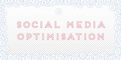 Social media icons. Social media marketing concept. Falling scattered thumbs up. Wide frame elements