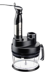 Black hand blender with multi combine on the white background