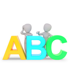 huge letters A B C front view.