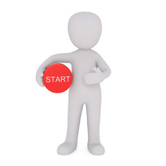 man with a START button 