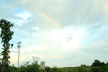 beautiful rainbow in the blue sky