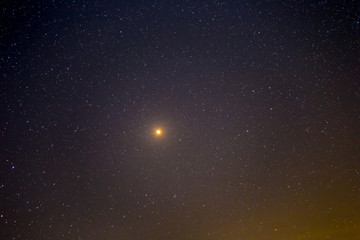 night starry sky with a Mars planet