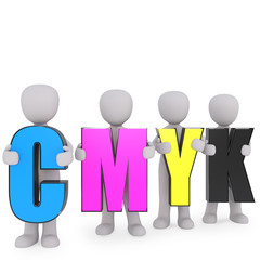 C M Y K arrange in a staright line