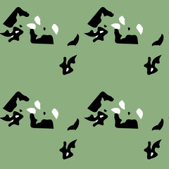 UFO military camouflage seamless pattern in green black and white colors