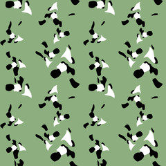 Fototapeta na wymiar UFO military camouflage seamless pattern in green black and white colors