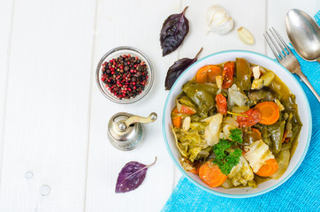 Stewed seasonal vegetables in bowl
