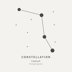 The Constellation Of Caelum. The Engraving Tool - linear icon. Vector illustration of the concept of astronomy.