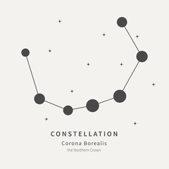 The Constellation Of Corona Borealis. The Northern Crown - linear icon. Vector illustration of the concept of astronomy.