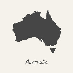 Dark map of Australia isolated on white background. Vector illustration.