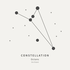 The Constellation Of Octans. The Octant - linear icon. Vector illustration of the concept of astronomy.