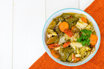 Stewed seasonal vegetables in bowl