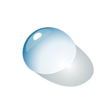Drop of water on the flatness, a transparent background. Vector illustration.