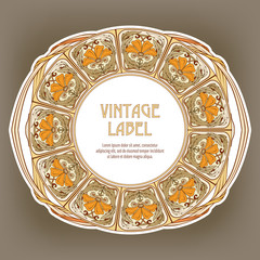 Round Vintage Frame Label for Products or Cosmetics
