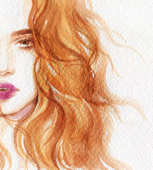 beautiful woman. fashion illustration. watercolor painting

