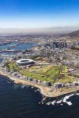 Obraz premium Kapsztad z góry na port i stadion