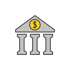 Bank flat line icon