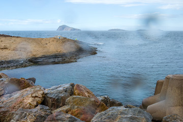 Naklejka na ściany i meble Saadia island and waves and rocks