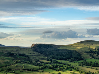 Landscape of the Peak District in the UK with a cloudscape