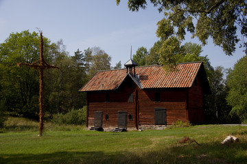 Old Swedish farm houses from 1700s at Lovö, Stockholm
