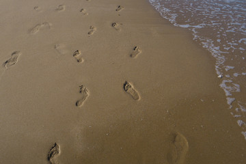 Vacation scene of at the sea on the beach of La Barrosa in Sancti Petri, Spain