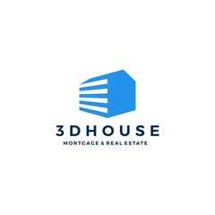 3d perspective house home mortgage architecture logo vector icon