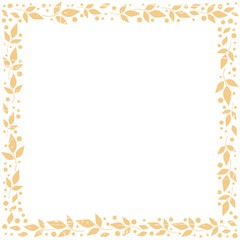White square background with decorative frame of orange leaves and dots and texture for decoration, scrapbooking, sheet of book or notebook, wedding invitation, greeting card, text, family tree