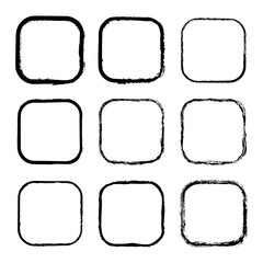 Vector collection of ink-drawn square grunge frames