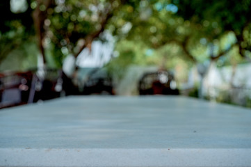 Workspace Model of a marble countertop in a garden with a blurred background