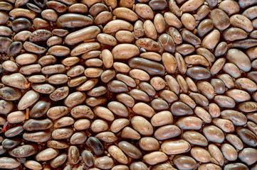 Pebbles texture. Cobbled road with stones