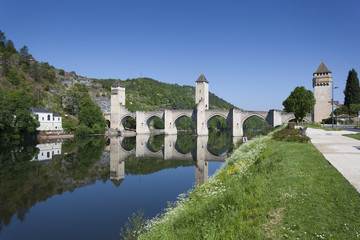 Valentre bridge in Cahors, Lot department, Occitanie, France