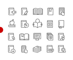 Book Icons // Red Point Series - Vector line icons for your digital or print projects.