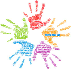 Political Trade War Word Cloud on a white background.